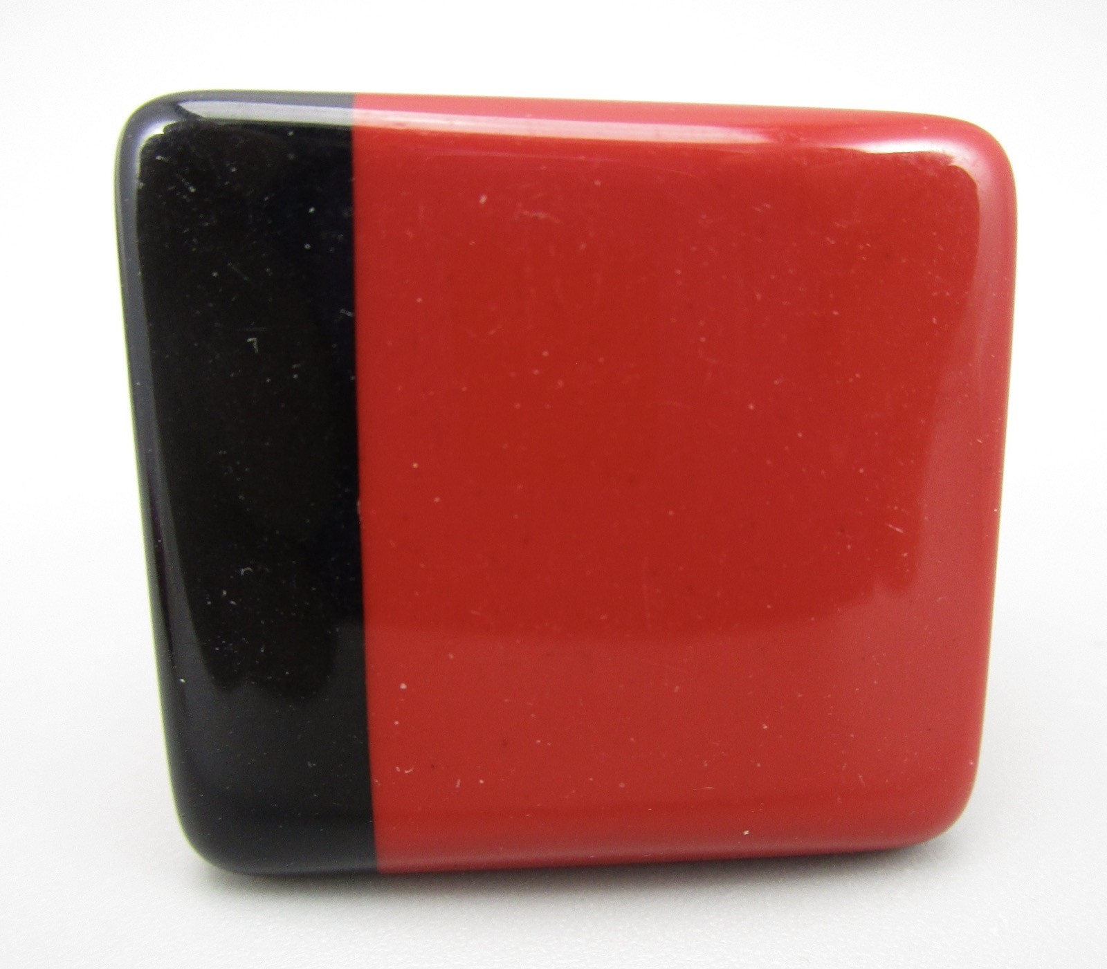 BOLD MARION GODART BLACK & RED SQUARE STATEMENT RING – FRANCE – SZ 11