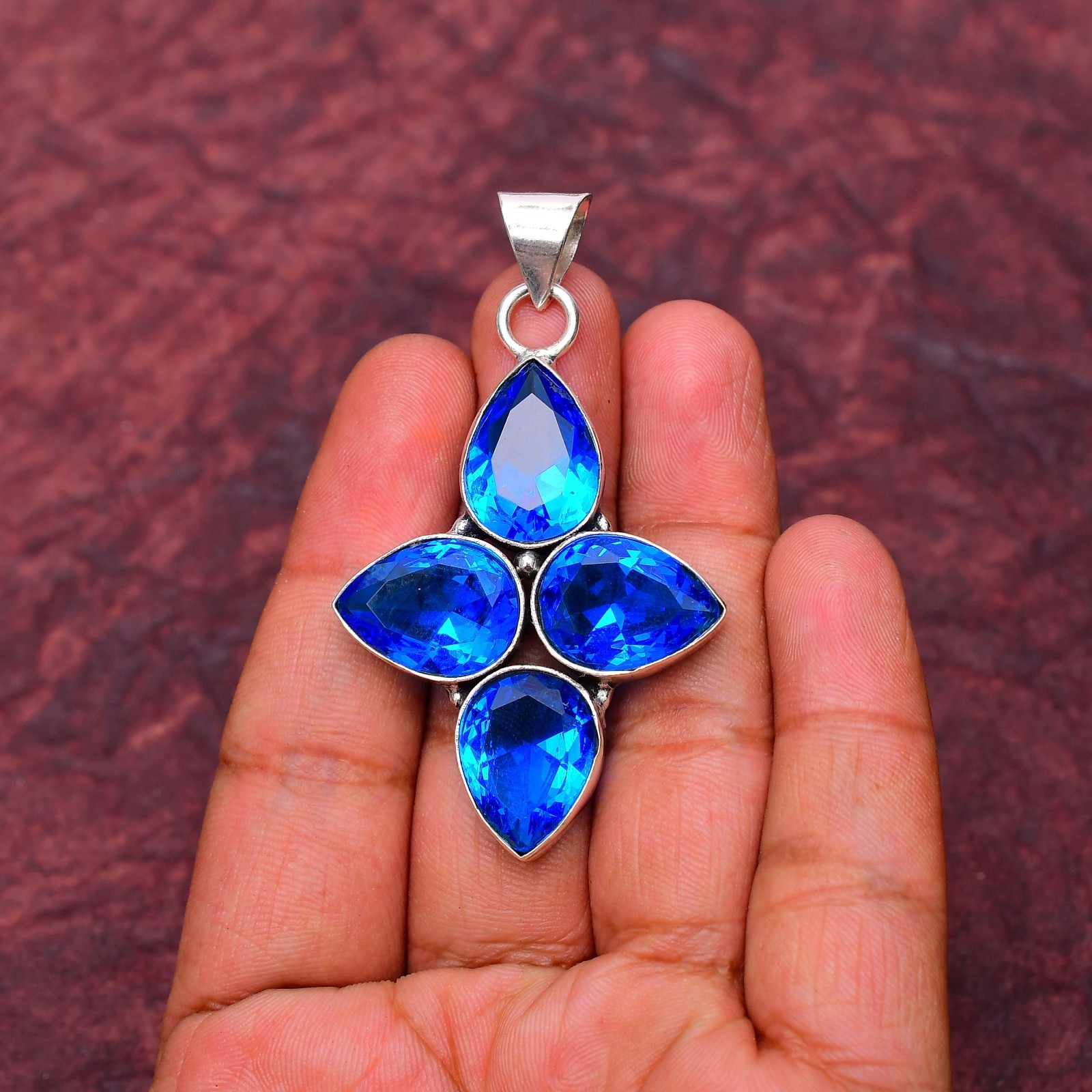Tanzanite Gemstone 925 sterling silver Handmade Cross Pendant jewelry 2.28″
