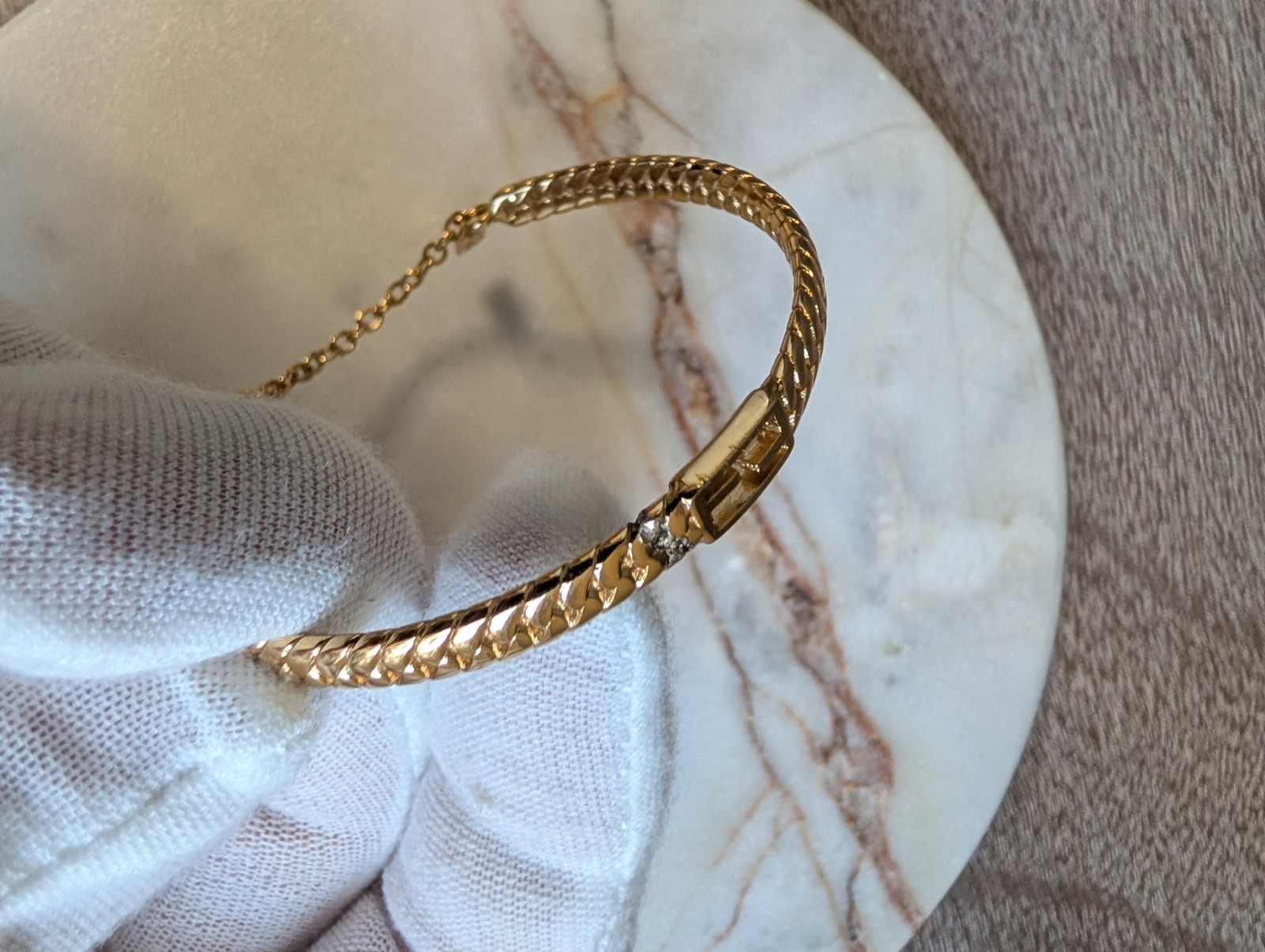 Vintage Fendi Gold-Plated “FF” Logo Bangle Bracelet – Repair & Restoration