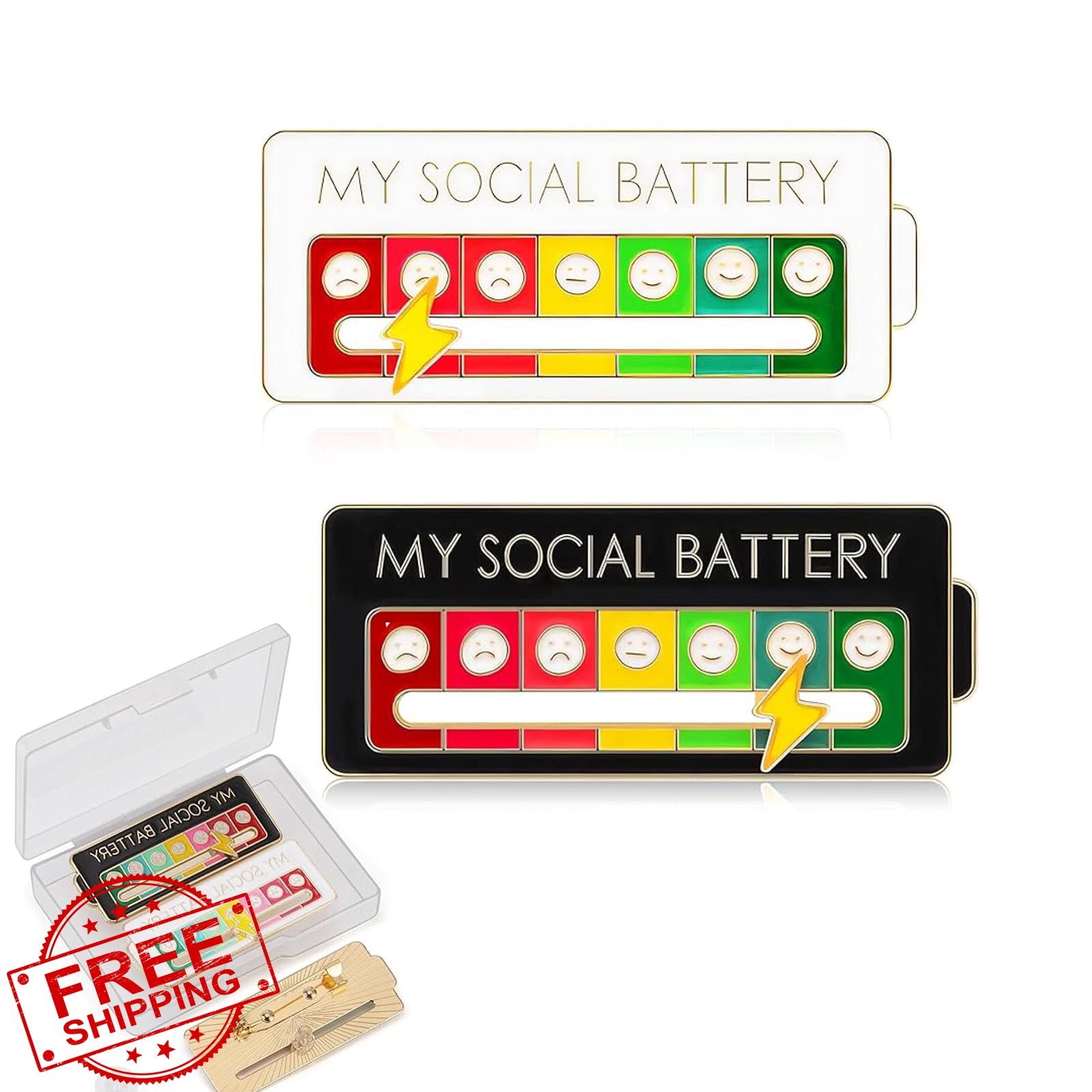 Wentwos Social Battery Slider Enamel Pin Style 1