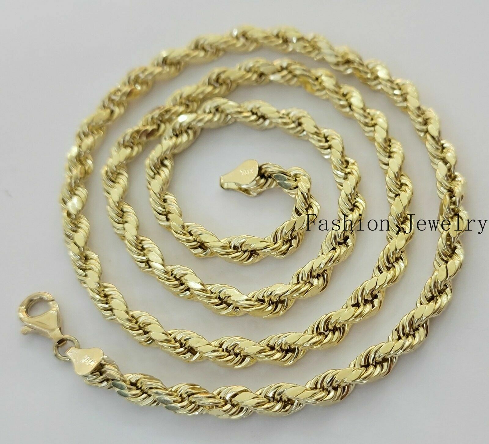 10k Yellow Gold Rope Chain Necklace 18″-30″ Men Women 4mm-10mm Real Gold Sale