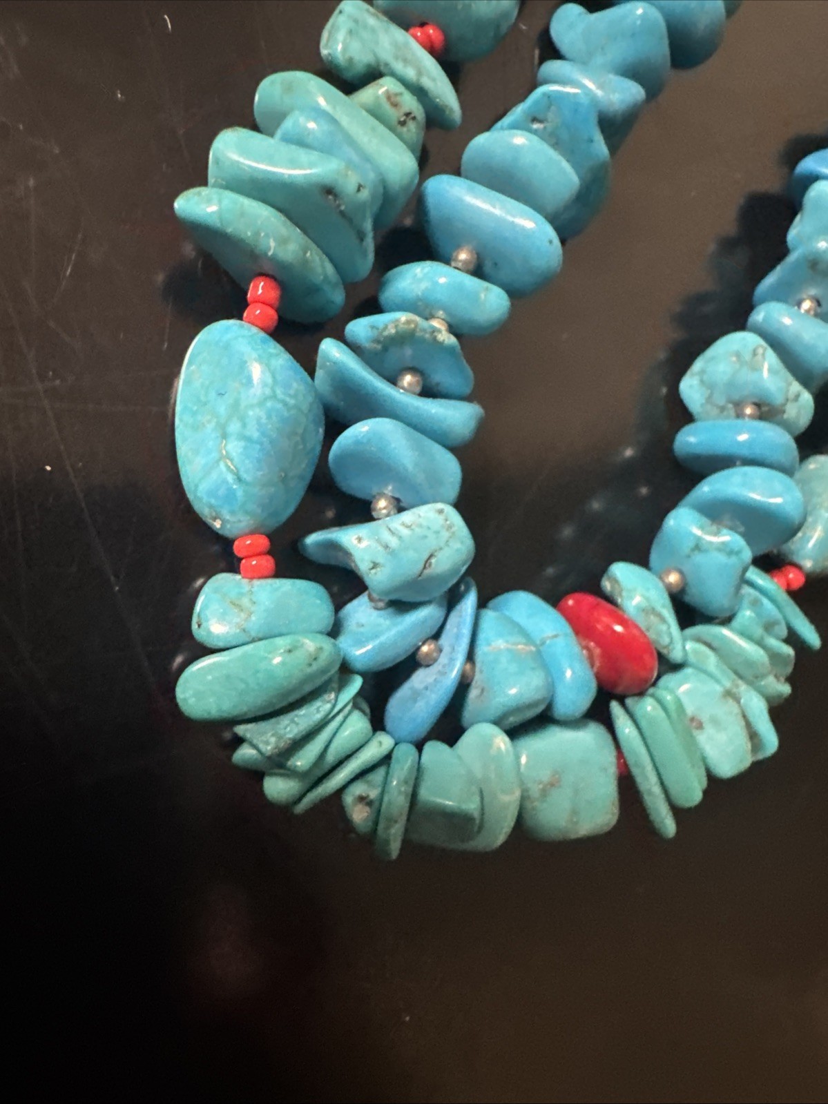 Block Turquoise Double Stained Necklace