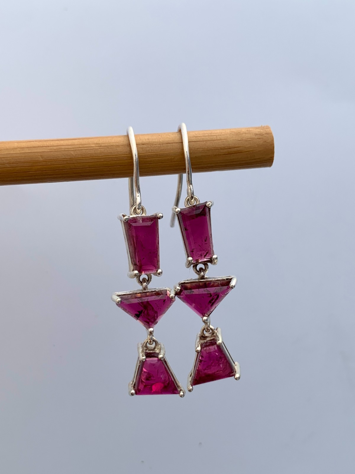 Pinkish Red Tourmaline Earrings: 925 Sterling Silver, Handmade Gemstone Jewelry
