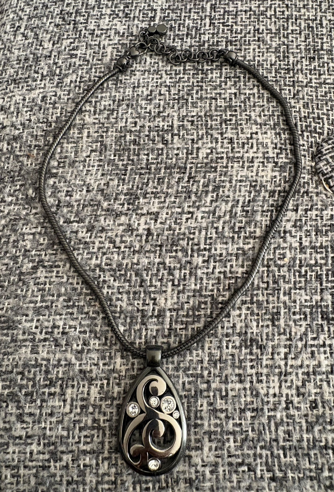 Brighton Contempo Gunmetal Necklace Oval Pendant