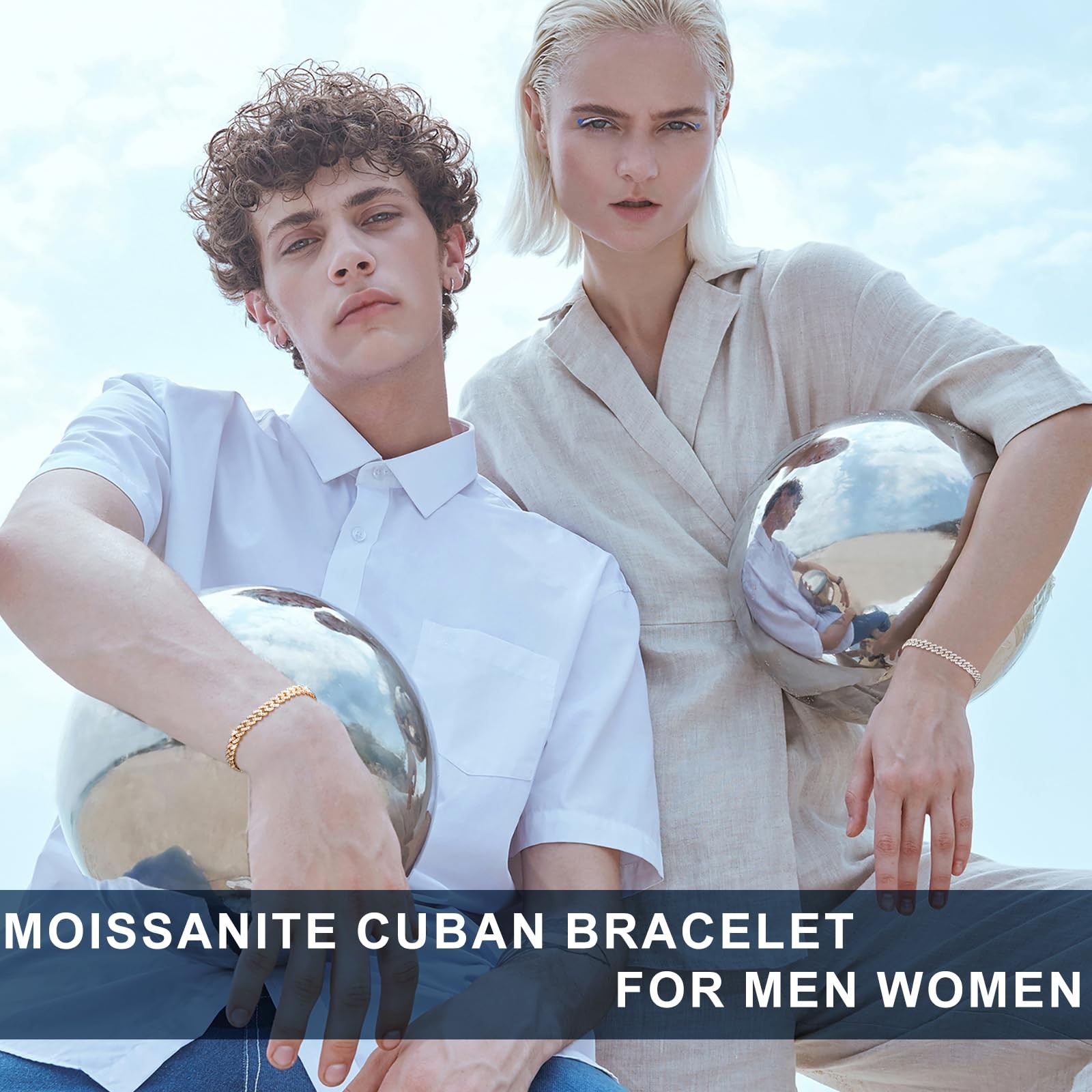 Moissanite Cuban Link Bracelet for Men/Women Simulated Diamond Bracelets