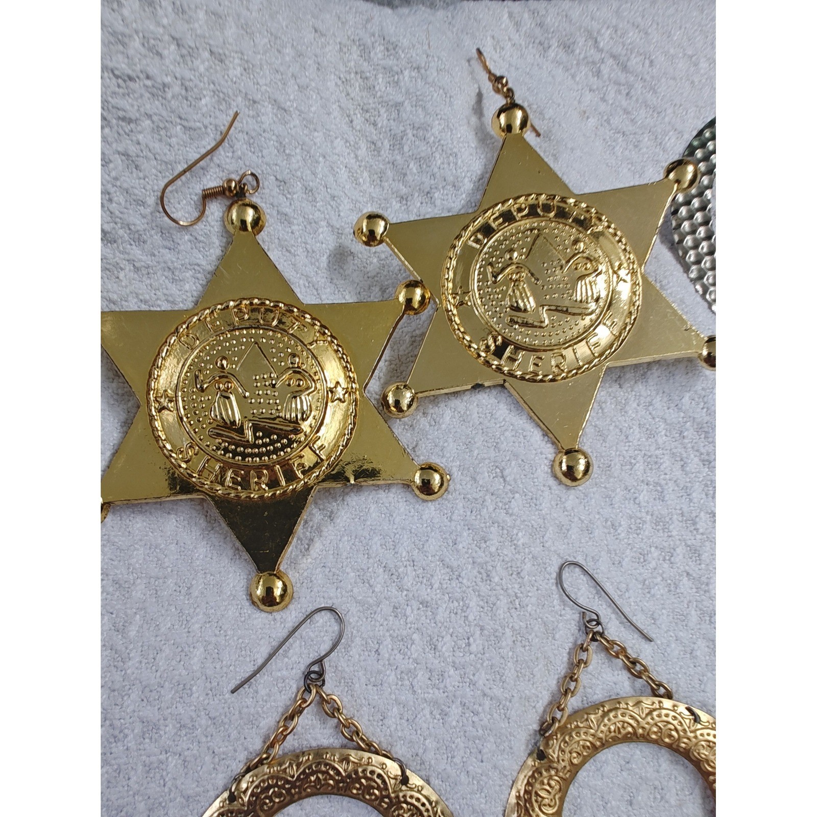 Statement Earrings Lot 4 Pairs Gold Silver Disco Star Boho Hoops Kitschy
