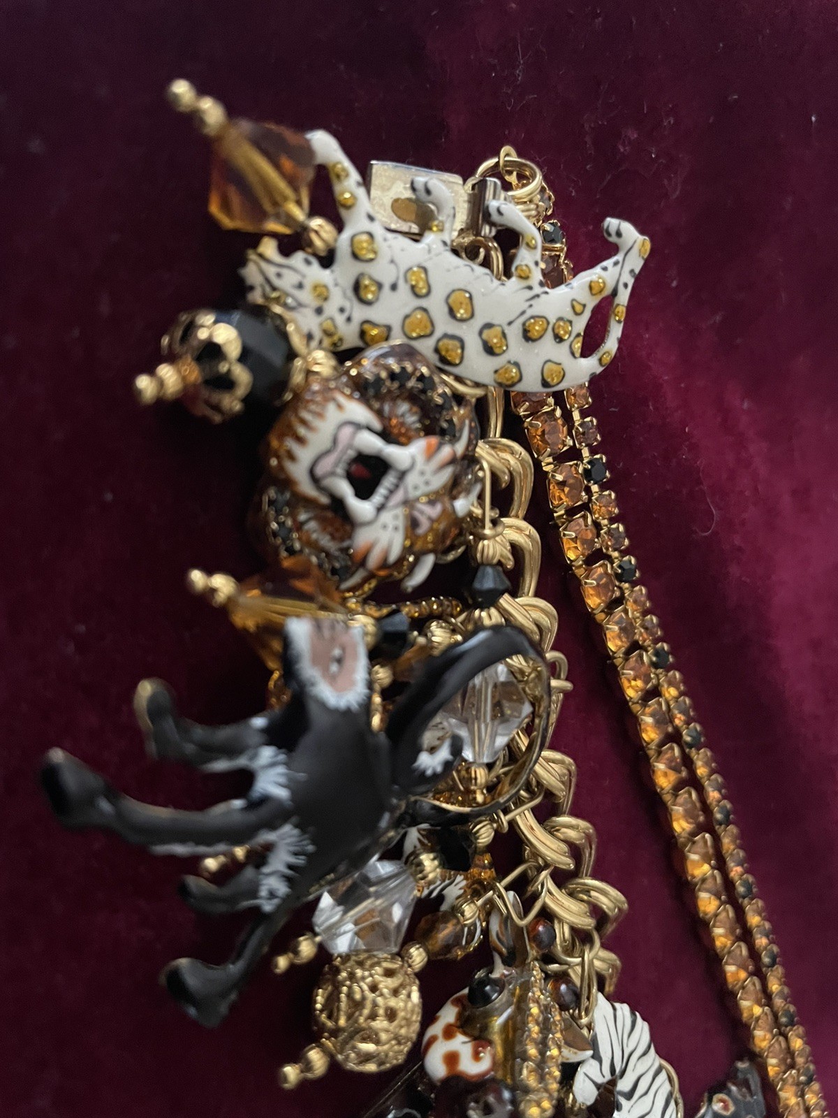 RARE LUNCH AT THE RITZ JUNGLE BRUNCH 22k Gold PlatedCHARM BRACELET.