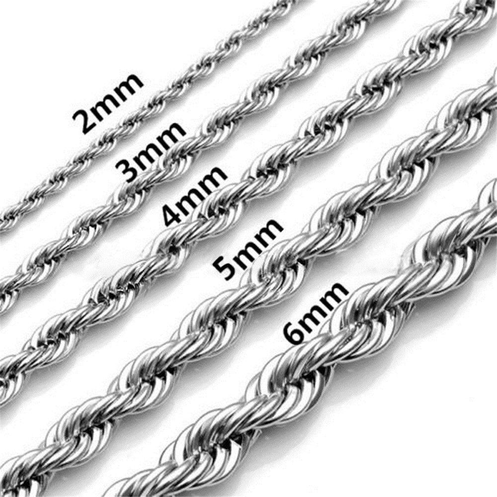 18″ – 30″ Stainless Steel Necklace Figaro Snake Hexagon Curb Cuban Link Chain