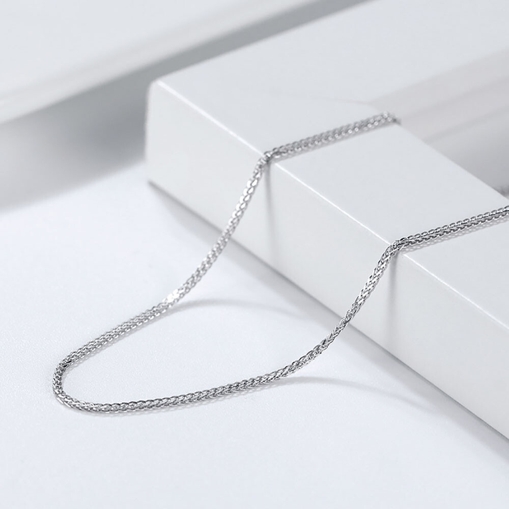Genuine 925 Sterling Silver Fine Necklace Classic 1.2mm Spiga/Wheat Chain Unisex