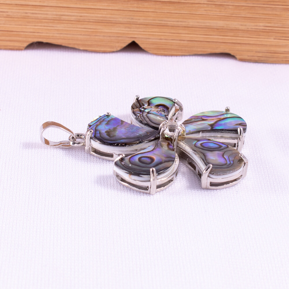 Natural Abalone Shell Pendants Lucky Pinwheel Flower Paua Shells Pendant for Wom