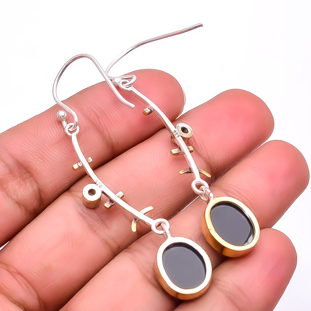 Triplet Opal & White Topaz 925 Sterling Silver Two Tone Earring 2.34″ E23