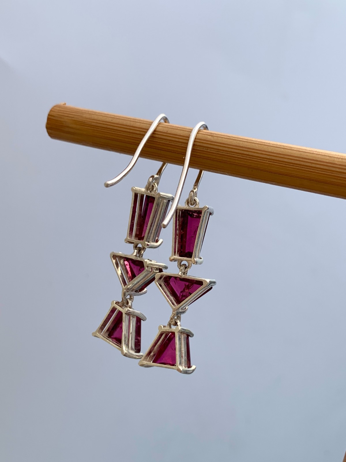 Pinkish Red Tourmaline Earrings: 925 Sterling Silver, Handmade Gemstone Jewelry