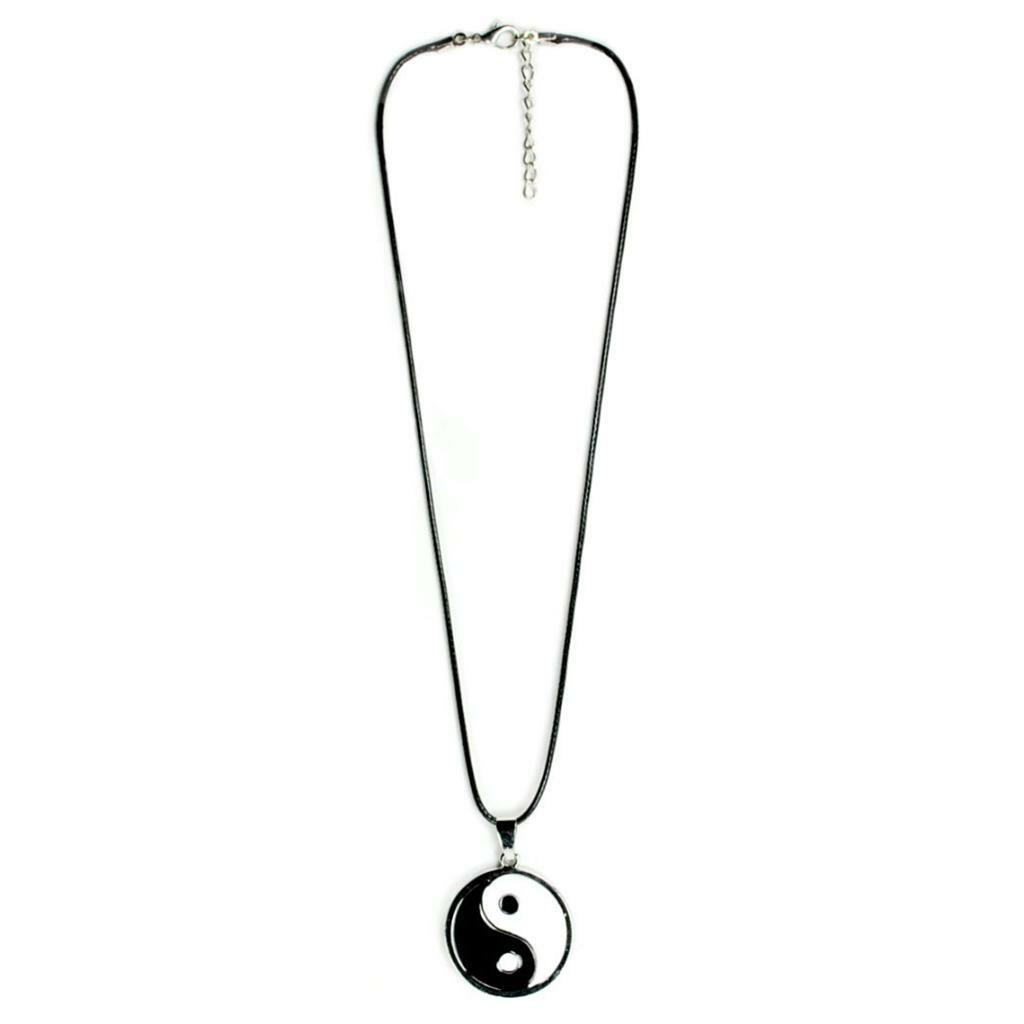 YIN YANG NECKLACE Enamel Silver Tone Pendant Charm Jewelry Tai Chi Martial Arts
