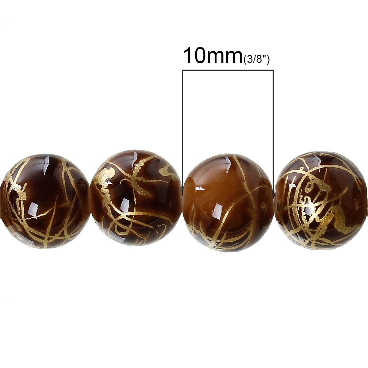 1 Strand Round Glass Loose Beads – Blue & Brown Crackle Glass 10mm Approx. 84pcs