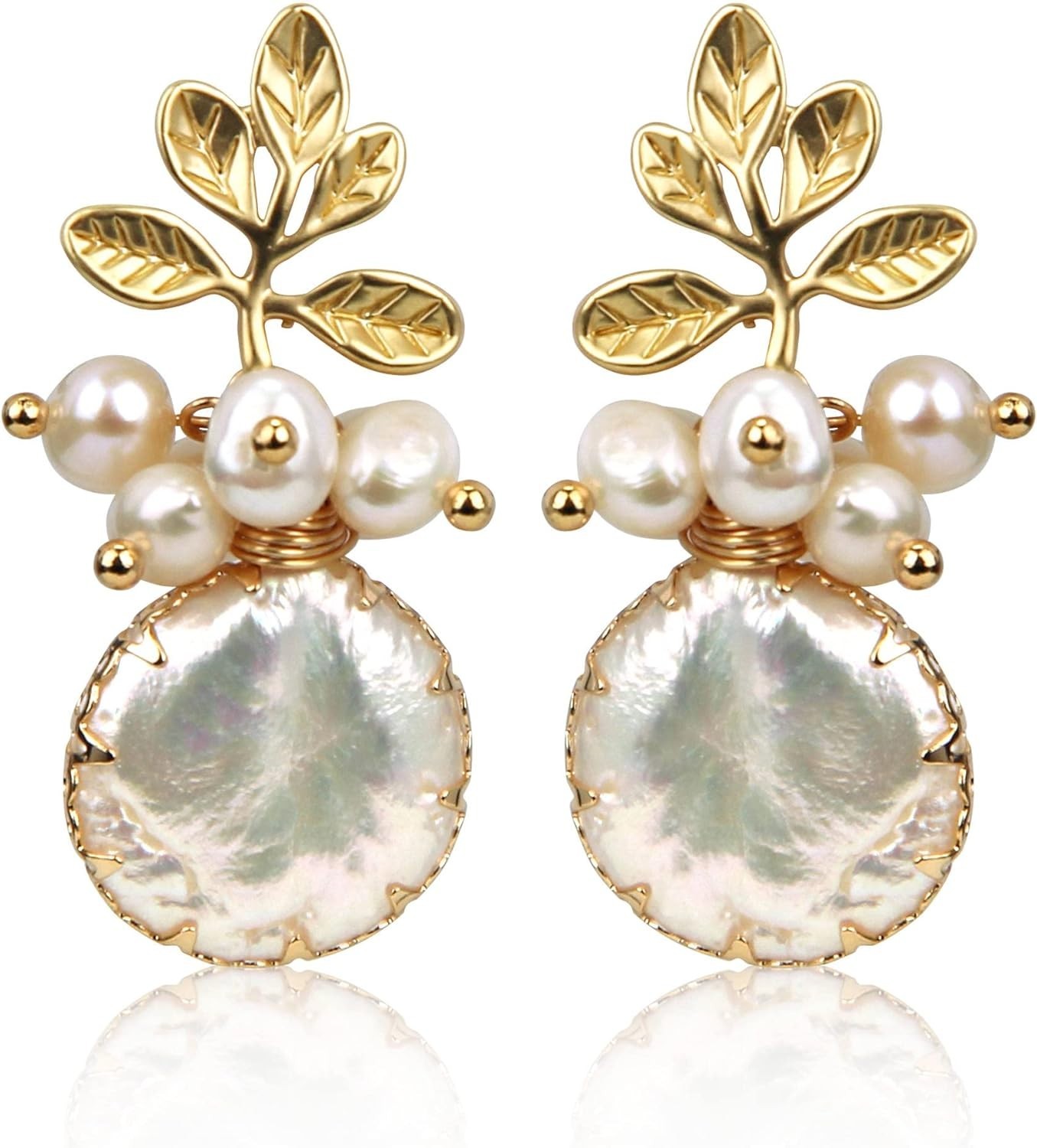 Unique 18k Gold & Freshwater Baroque Pearls – Dangle Earrings for All Occasions
