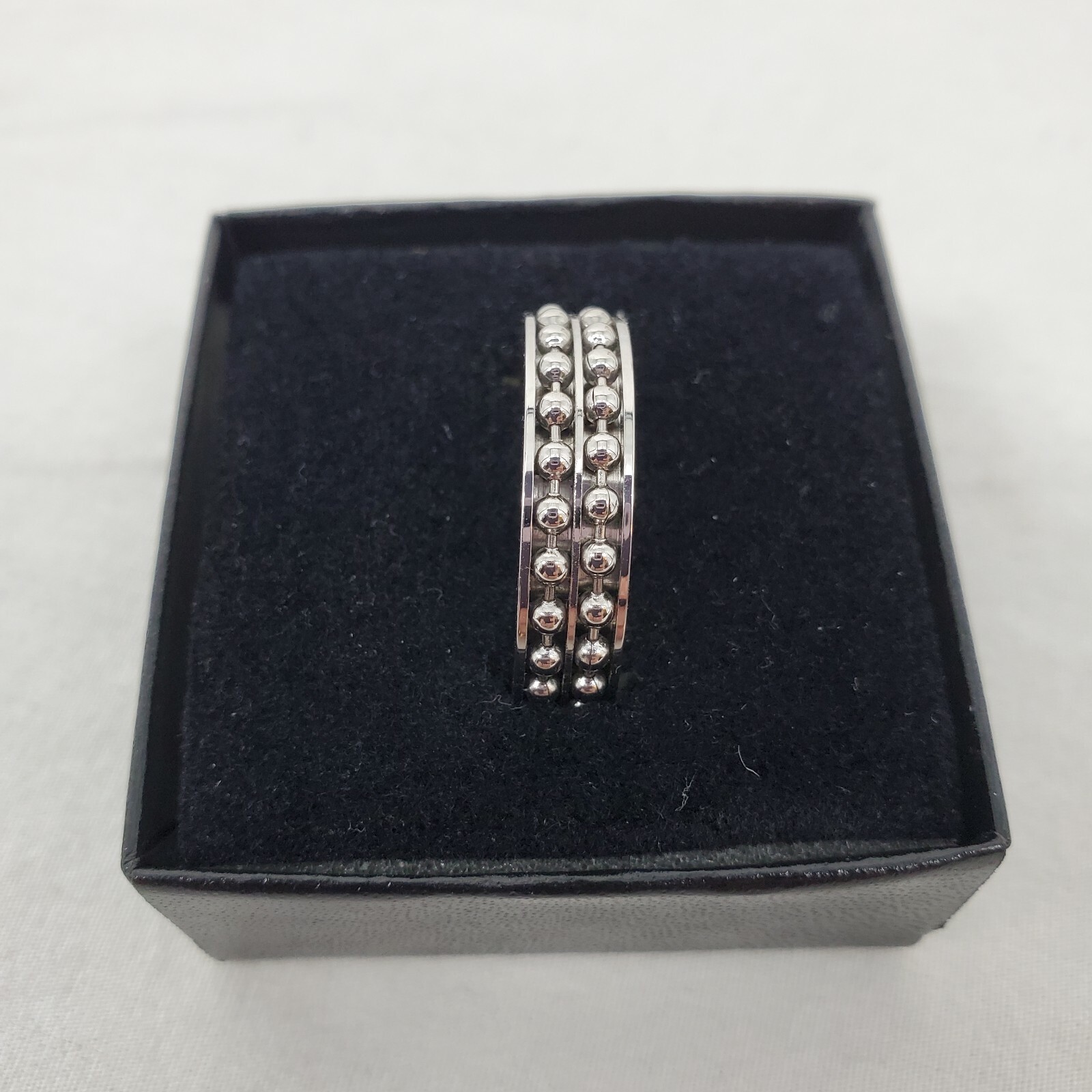 Stainless Steel No Tarnish Ball Chain Inlay Ring Men’s Size 7.5