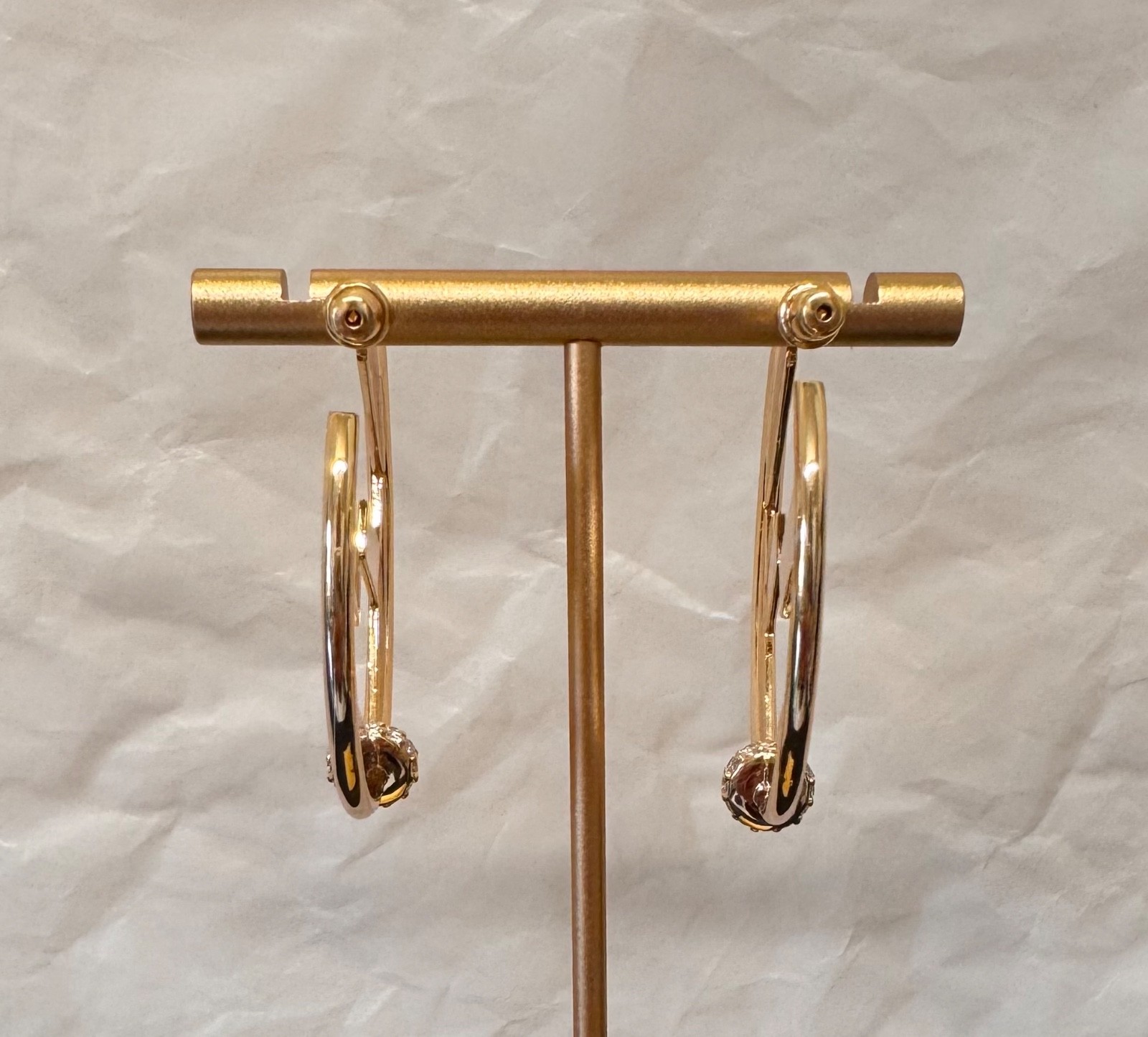Fendi Gold Tone Abstract Sculptural Clip-On Earrings # 556