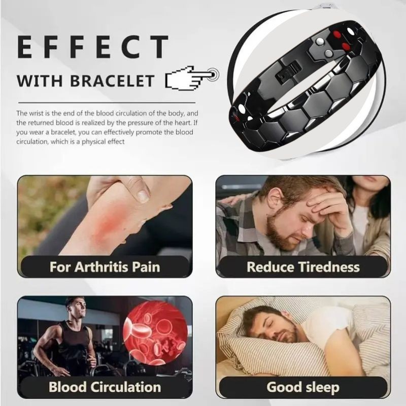 Men magnetic titanium steel cufflink bracelet,4-in-1 energy hand band Arthritis