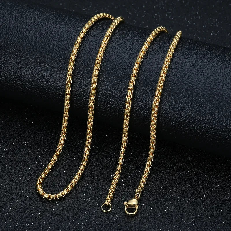 Titanium Steel Plating Rhinestones 18K Gold Plated Men’s Necklace