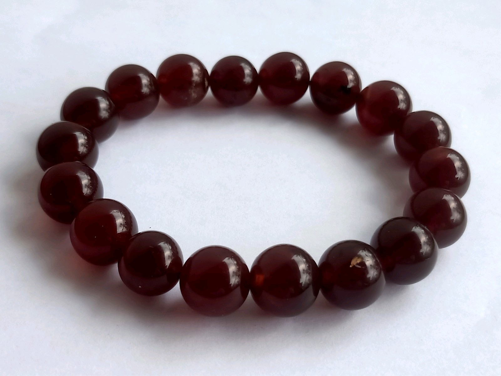 12mm Natural No Treatment Red Amber Round Beads Bracelet