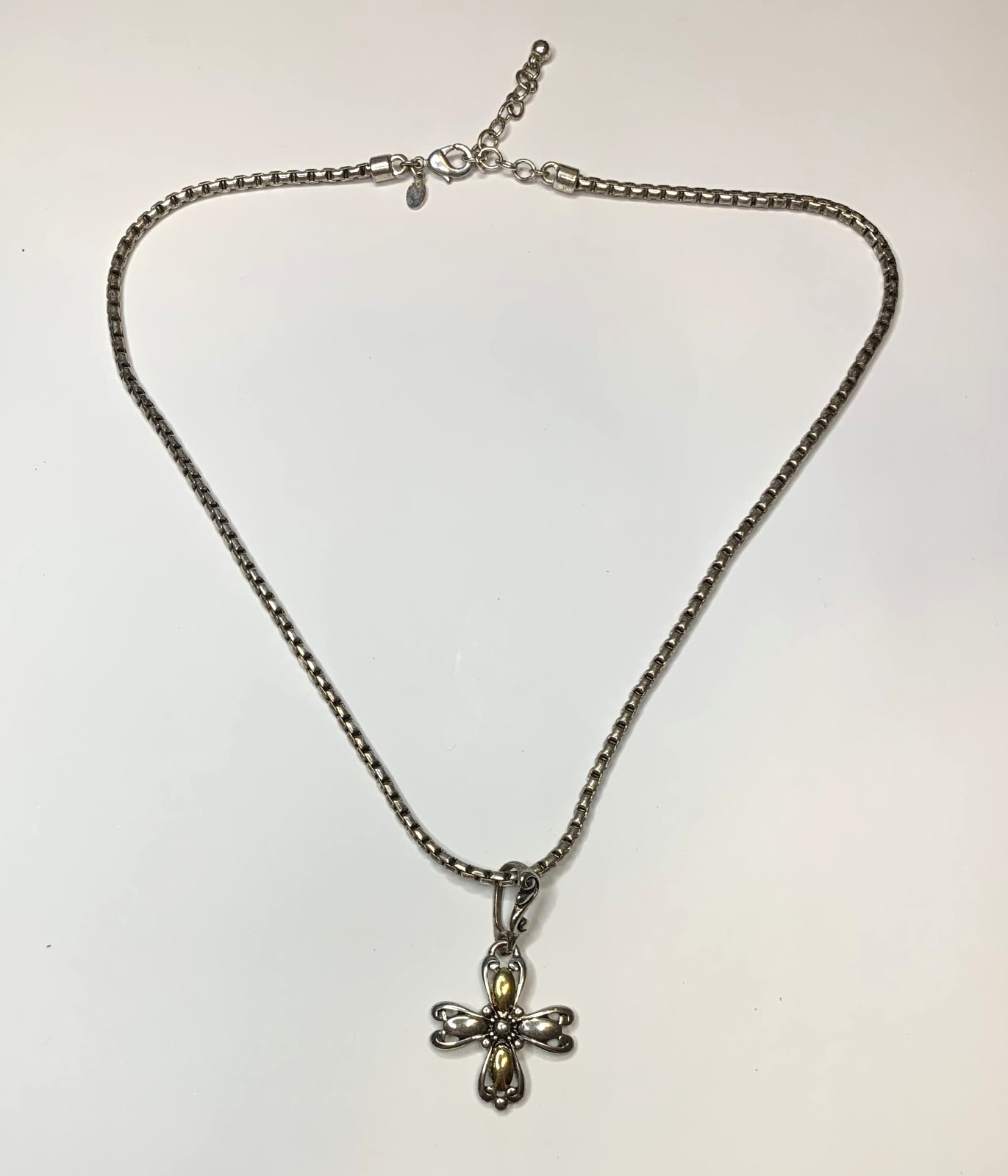 Premier Designs Deborah Silver and Gold Tone Cross Pendant Necklace