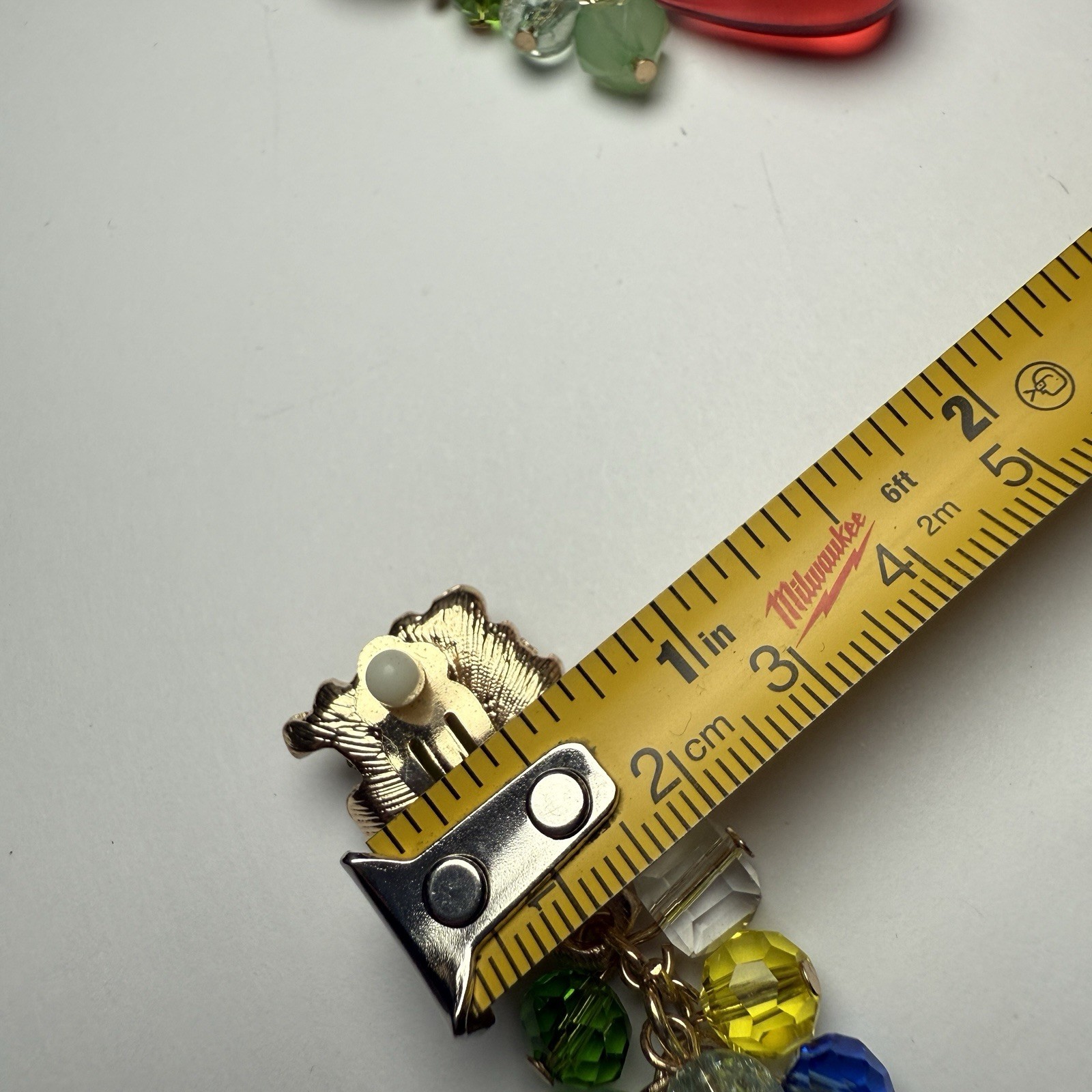 Beaded Dangle Drop Gold Tone Clip-on Earrings Red Green Blue Yellow Multi Color
