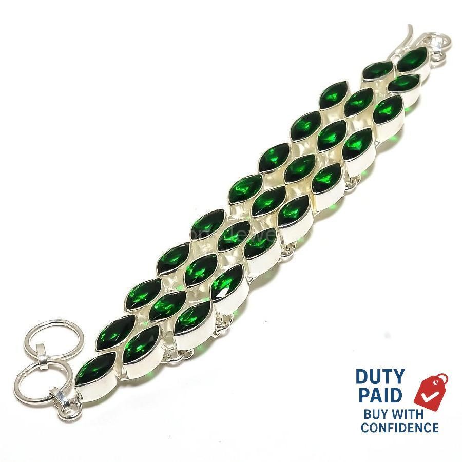emerald quartz 925 Silver Trendy Vitange Wife Handmade Elegant Bracelet Jewelry