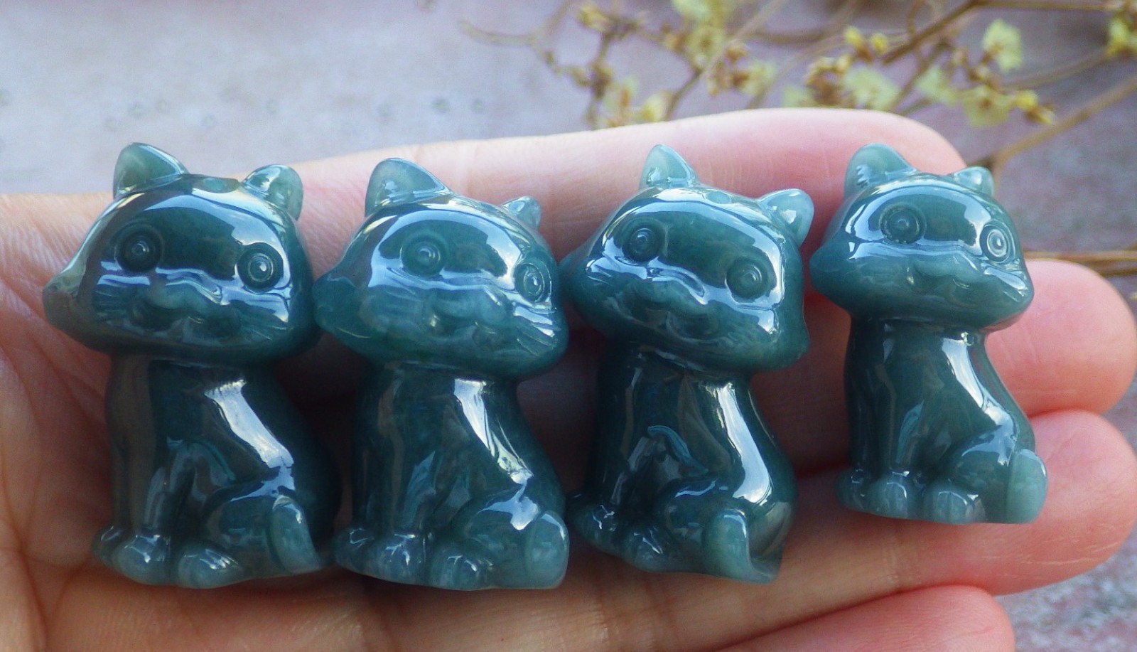 1 pcs Green A JADE JADEITE PENDANT Cat 招财猫 131871