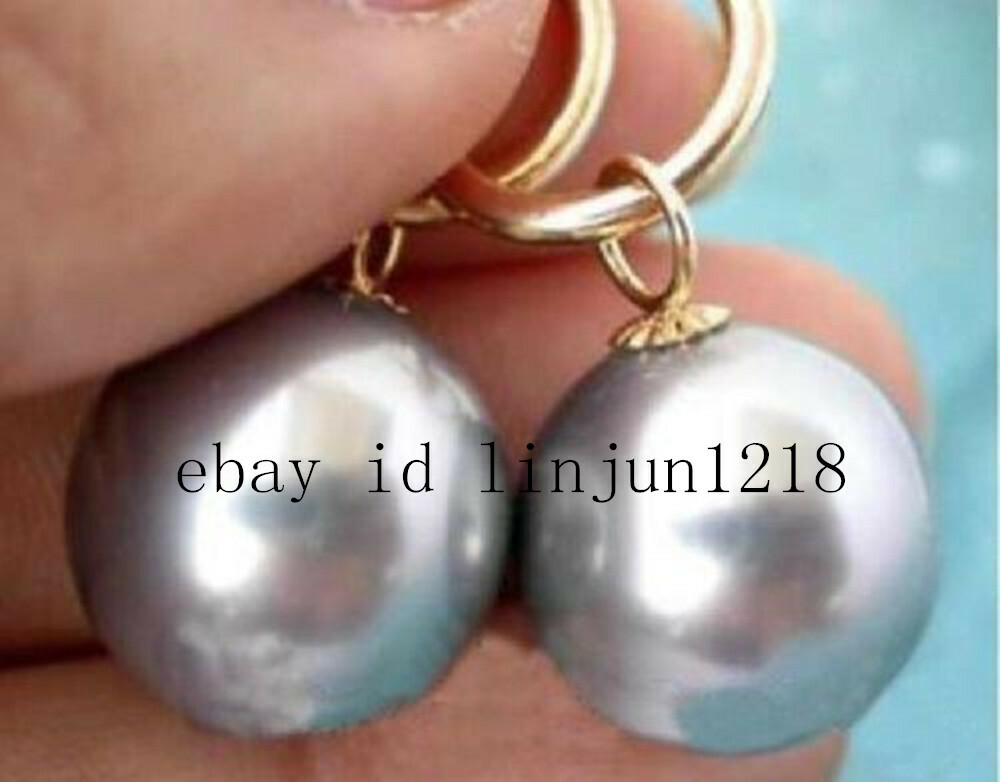 HOT 10/12/14mm Black Whit Gold Gray South Sea Shell Pearl Earring