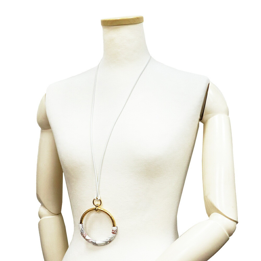 Hermes DELLA CAVALLERIA Loop Grand Vaux Swift Blanc White Pendant Necklace
