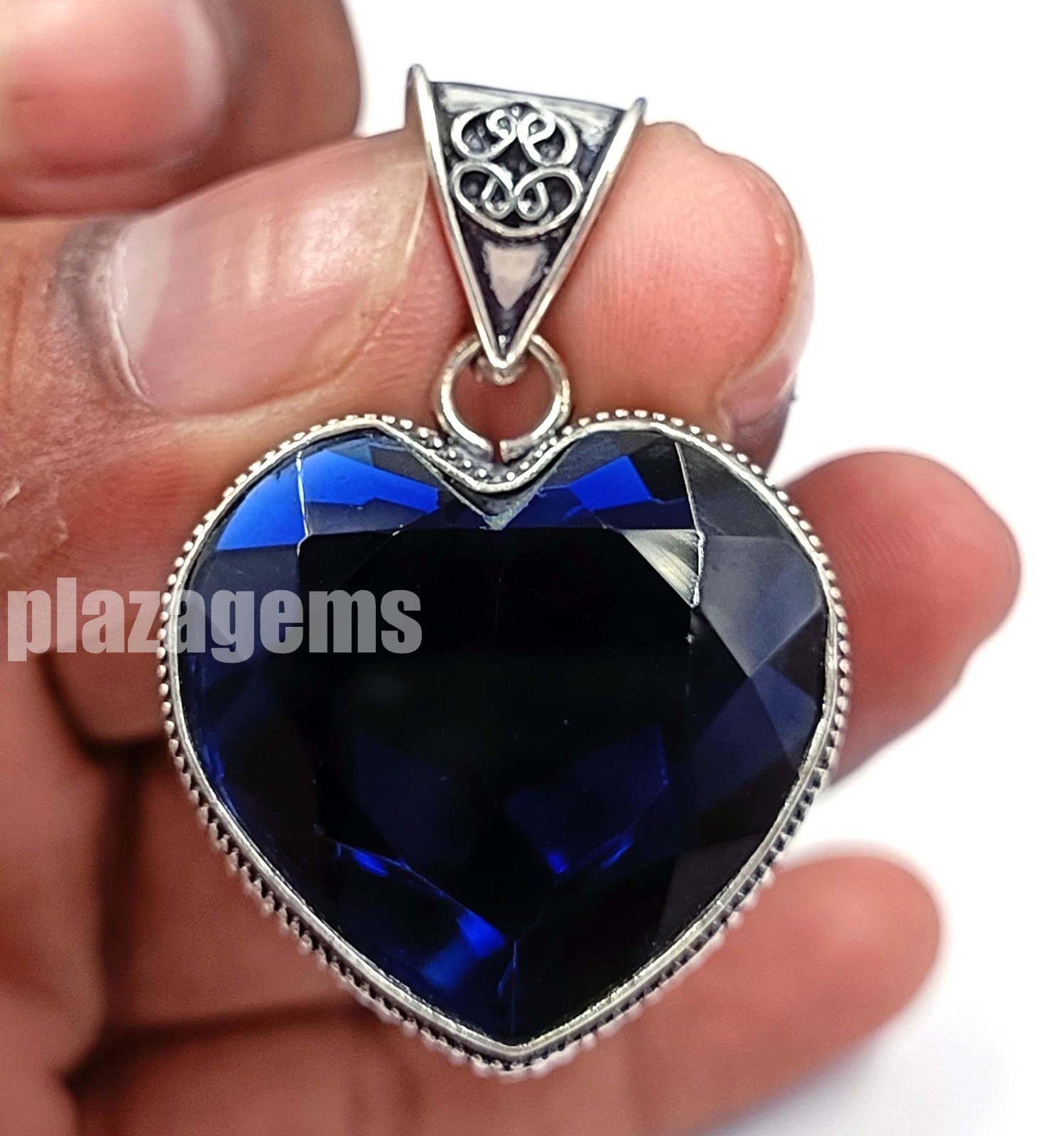 77.95 Ct Rare Natural Blue Sapphire Pendant Heart Cut Gems EGL 925 Silver 5ASC