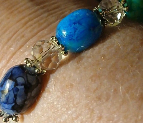 Smooth And Shiny Polished Stone&faux Crystal Stretch Bracelet.Looks Like Candy !