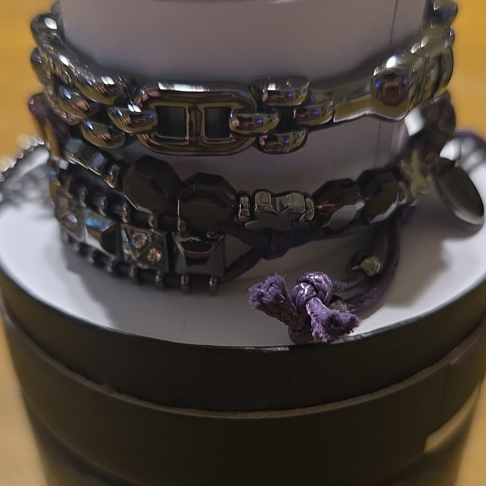 BP Halloween Charm Bracelet Silver Hematite Plated Black Lab Created Stones