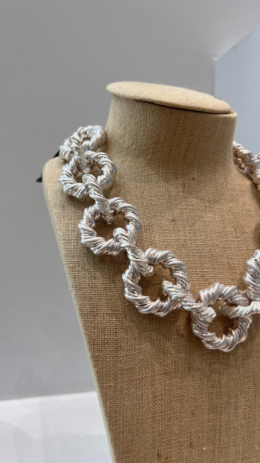 antonello serio woman statment choker necklace, silver color