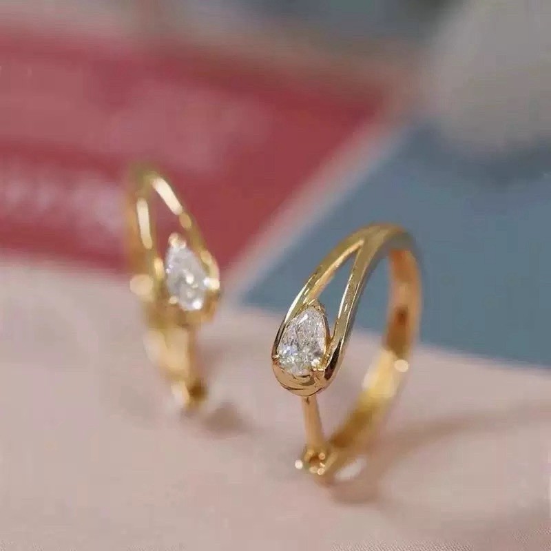 18K Gold Plated Teardrop CZ Huggie Earrings Open Hoop Earrings for women 431