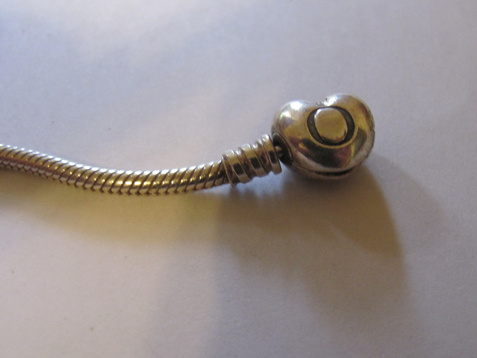 Pandora Sterling Silver Heart Clasp Snake Chain Bracelet #590719 Long 9.1 inches