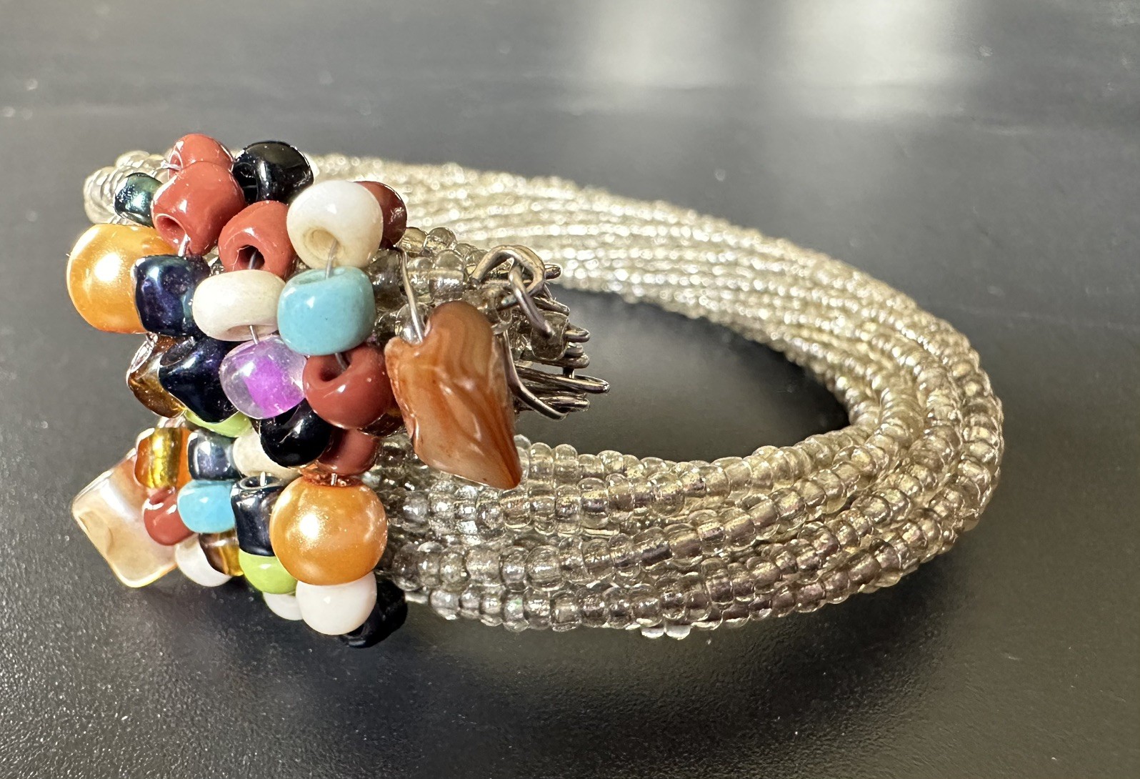 2x Tiger’s Eye Citrine Cuff Bracelet & handmade glass Bracelet Set Of 2