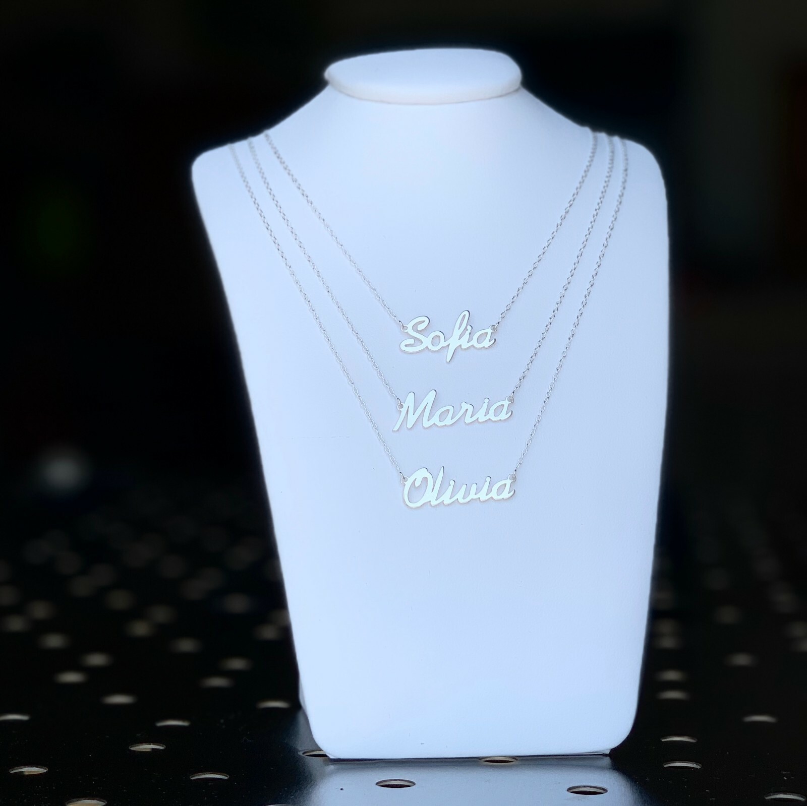 ANY Name Plate Necklace Personalized Custom Sterling Silver 925 Pendant Gift