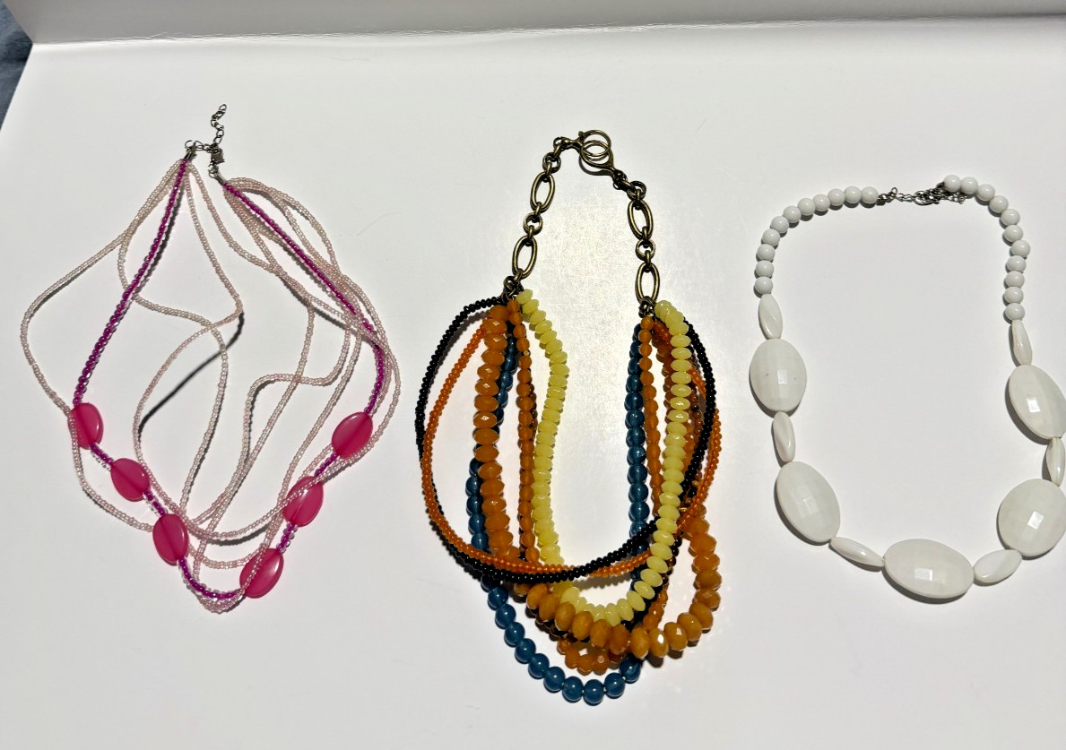 Lot of 14 Large Statement Necklaces Costume Jewelry (1 Branded Fossil)