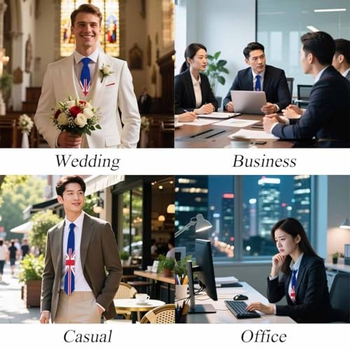 Men’s Novelty Tie Black Neckties for Men Business 8cm United Kingdom Flag