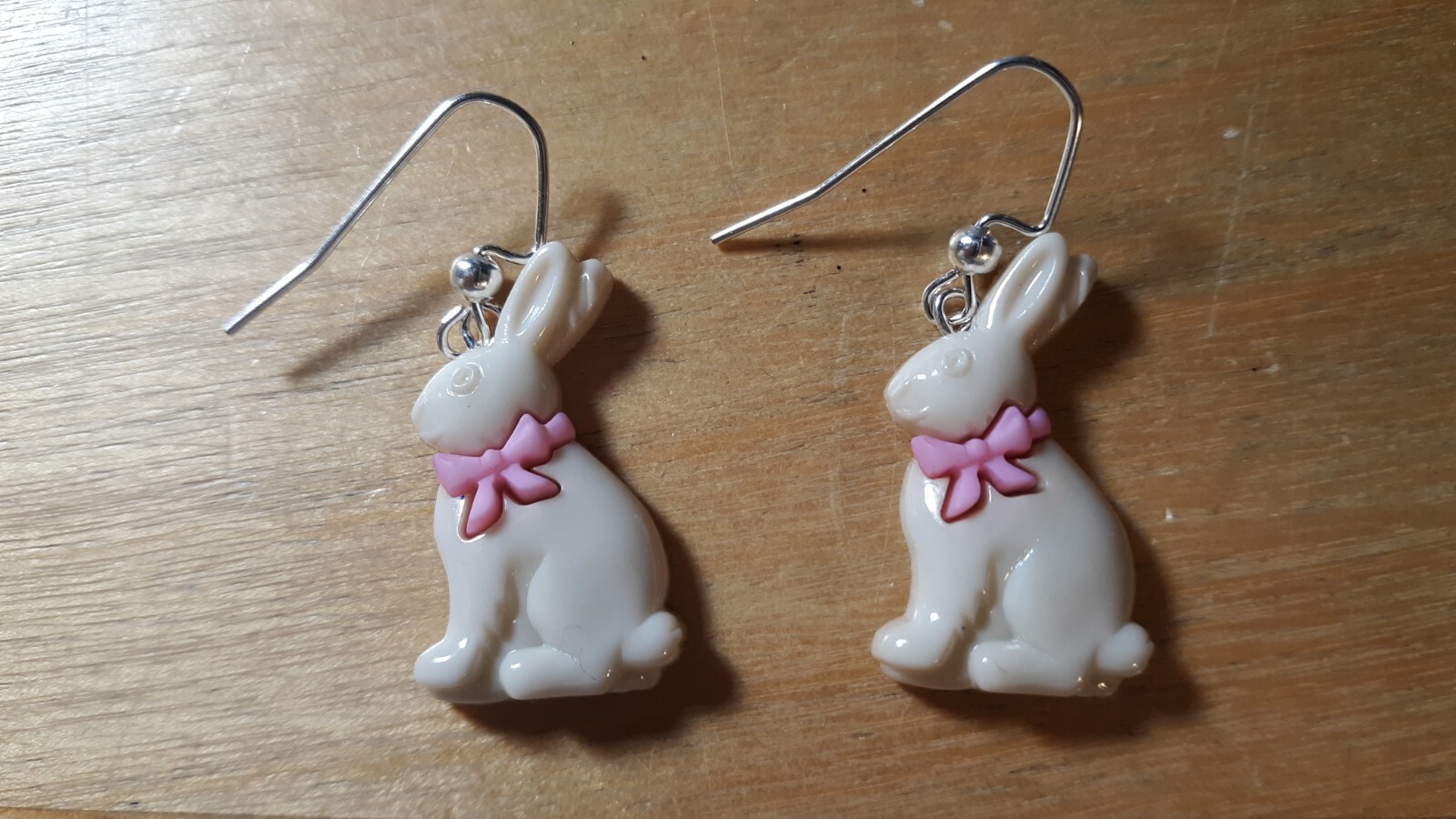 Easter Bunnies Earrings Chocolate, Cream or White Silver hooks Ear Decorations