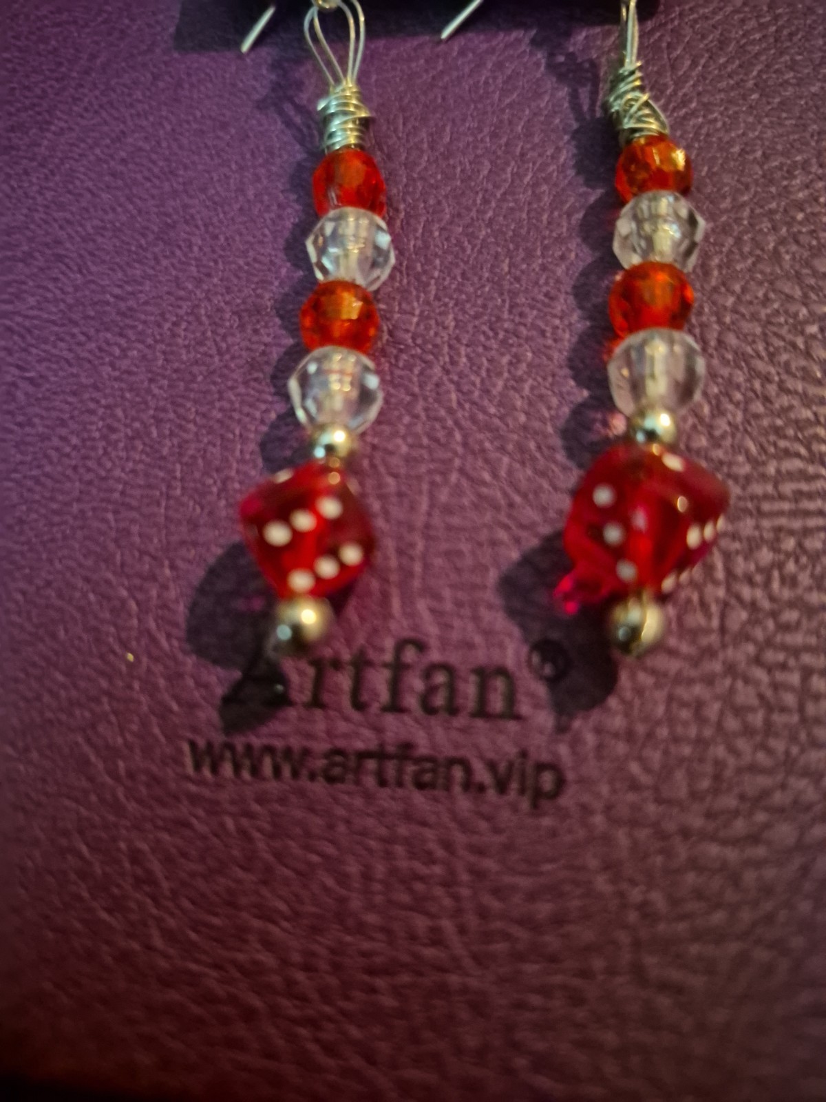 Red Lucky Dice Casino Earrings