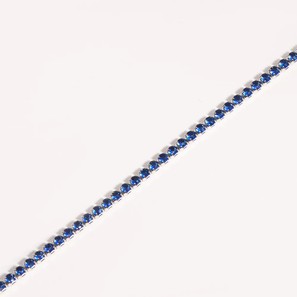 Gold Color Tennis Chain Necklace 2mm Simulated Zirconia 16in Women Jewelry