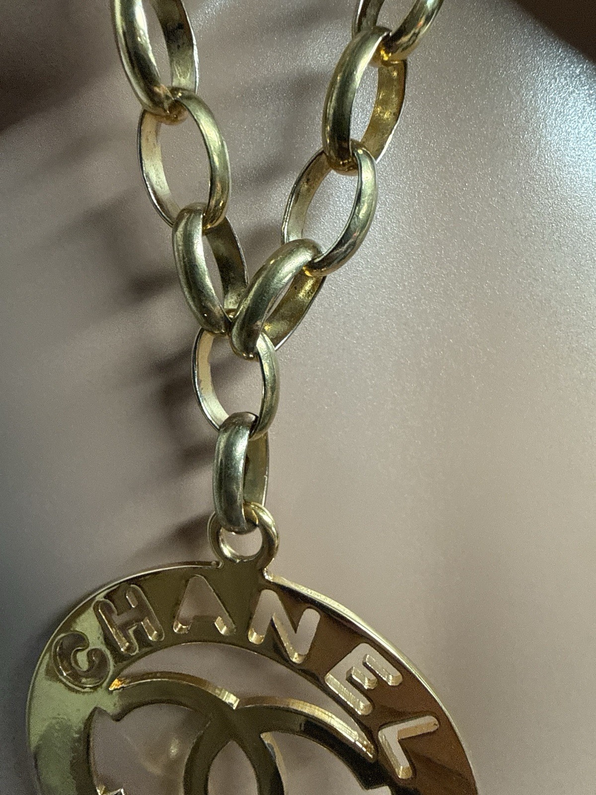 Vtg Chanel Gold Coco CC Logo Chain Necklace