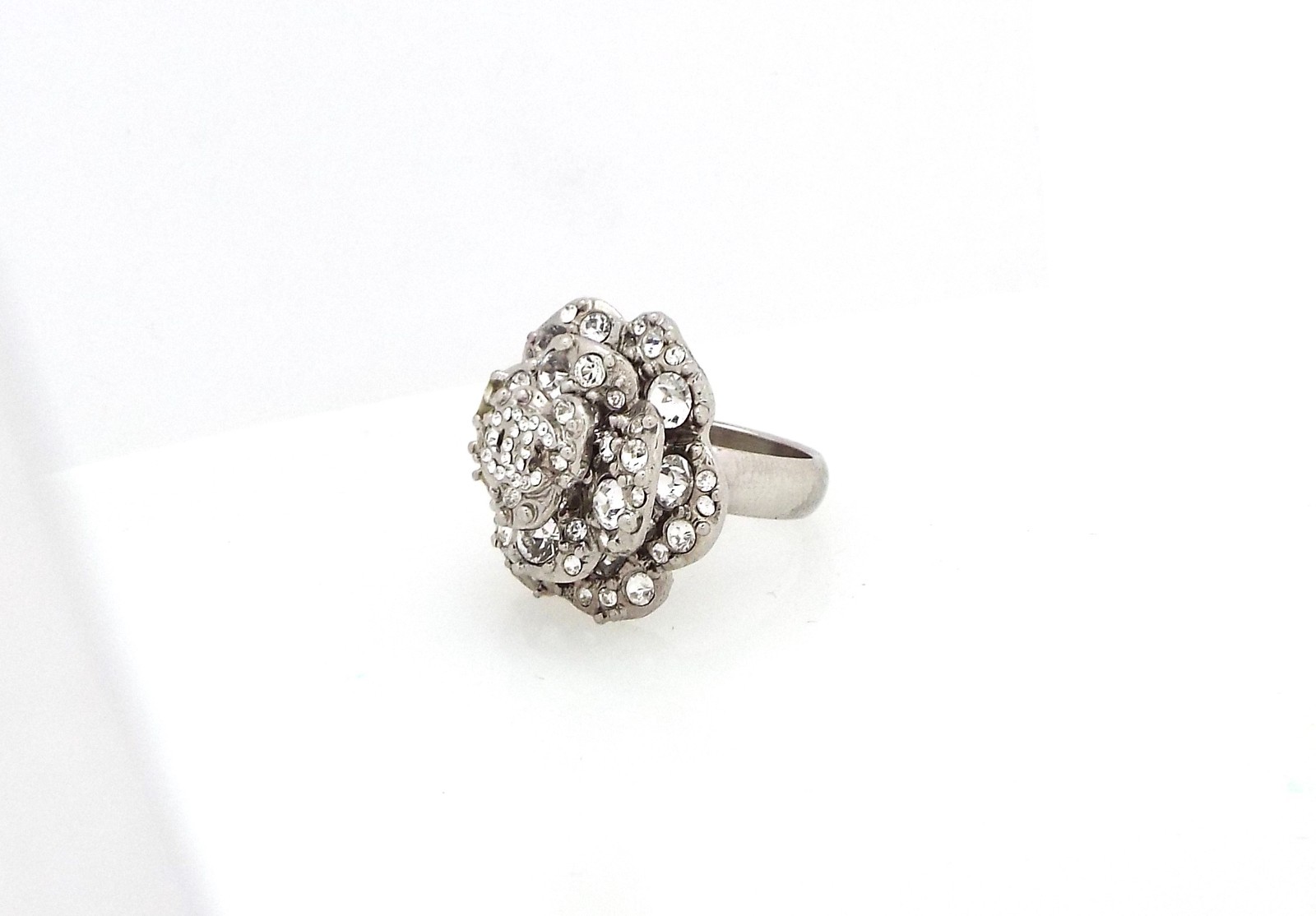 CHANEL – Coco Mark Camellia Flower Ring – Swarovski Crystals – Size 6 3/4 ~#0027