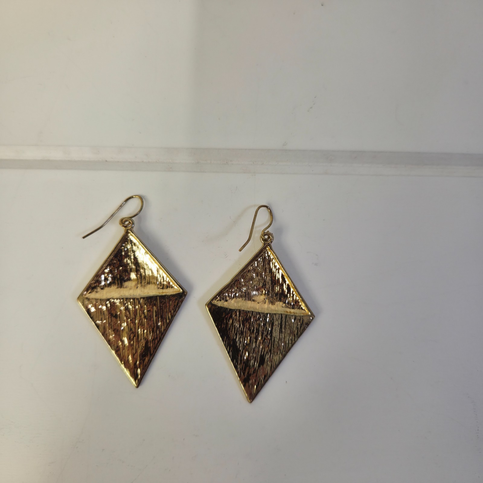 Retro Pink and Gold Triangle Earrings
