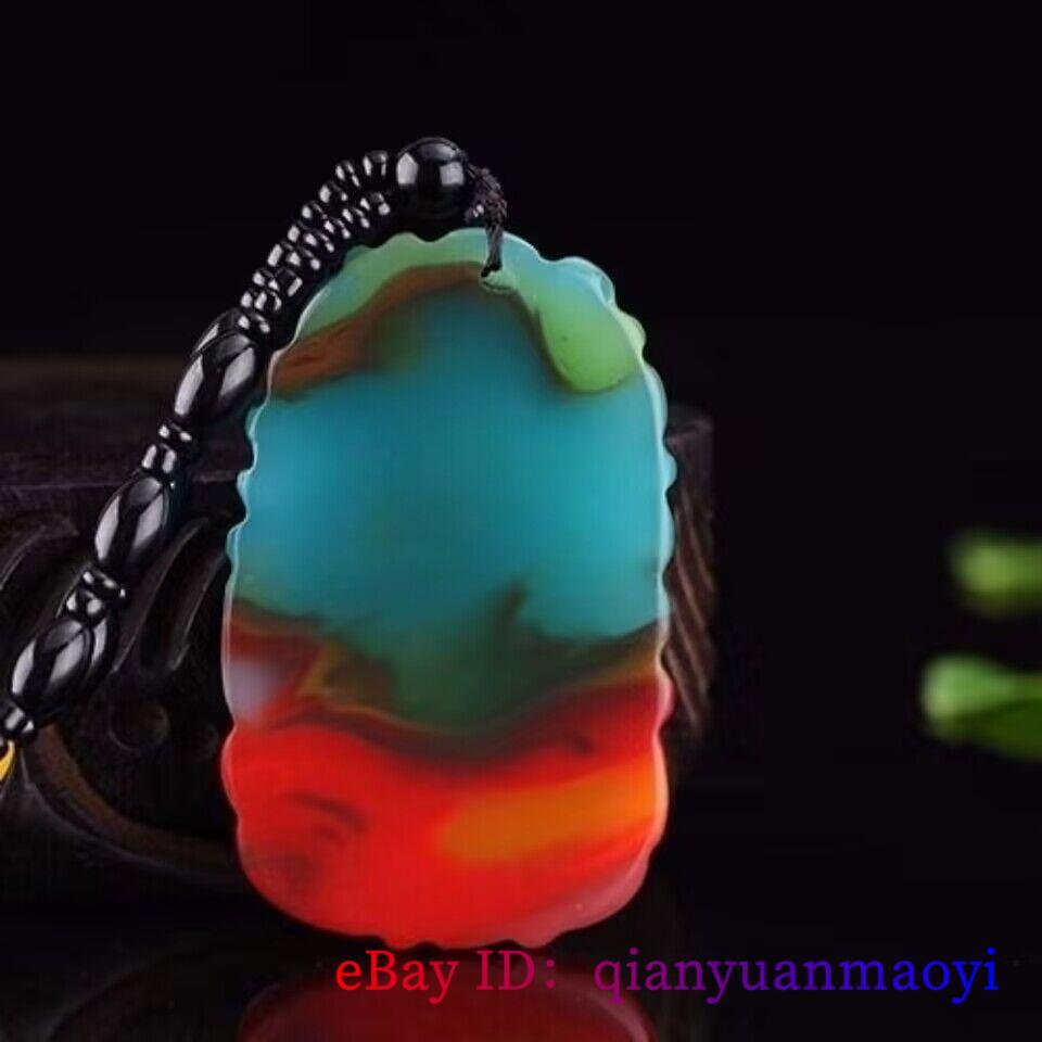 Jade Dragon Pendant Jewelry Real Man Colorful Gemstone Necklace Natural