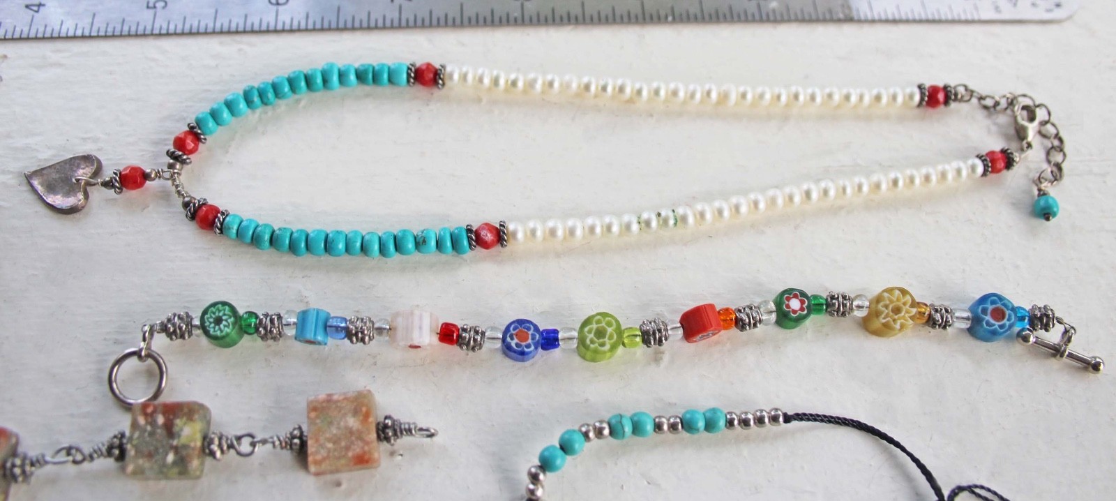 Lot 5 Mixed Stone Bracelets 1 Southwest Style Necklace