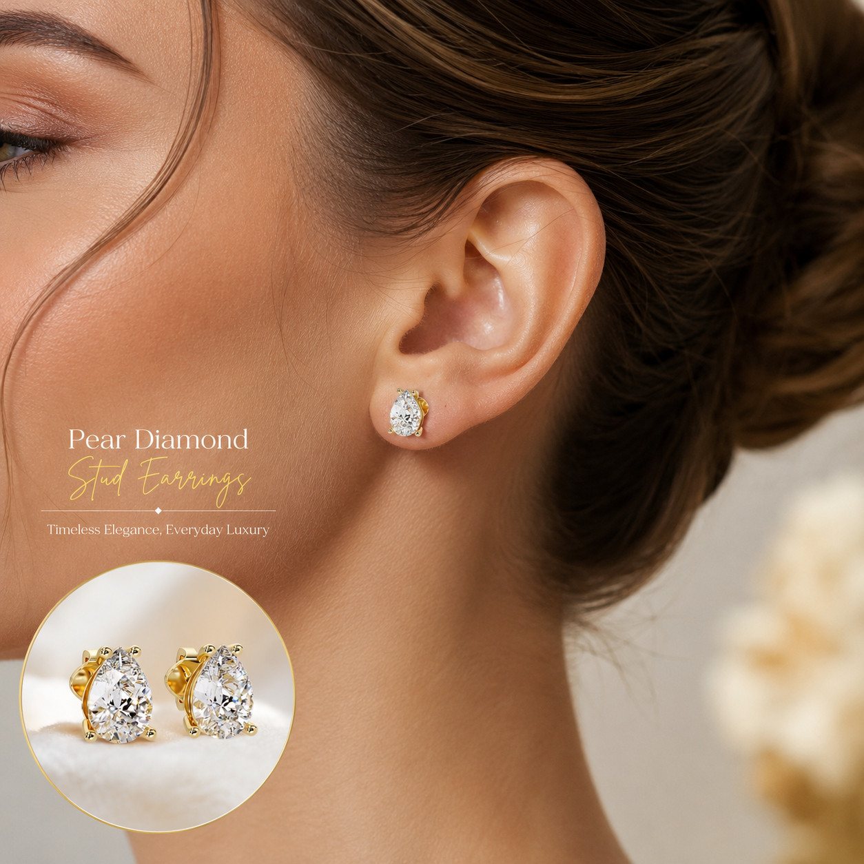 Pear Cut Lab Grown Diamond Stud Earrings 1.00 CTW in 925 Sterling Silver