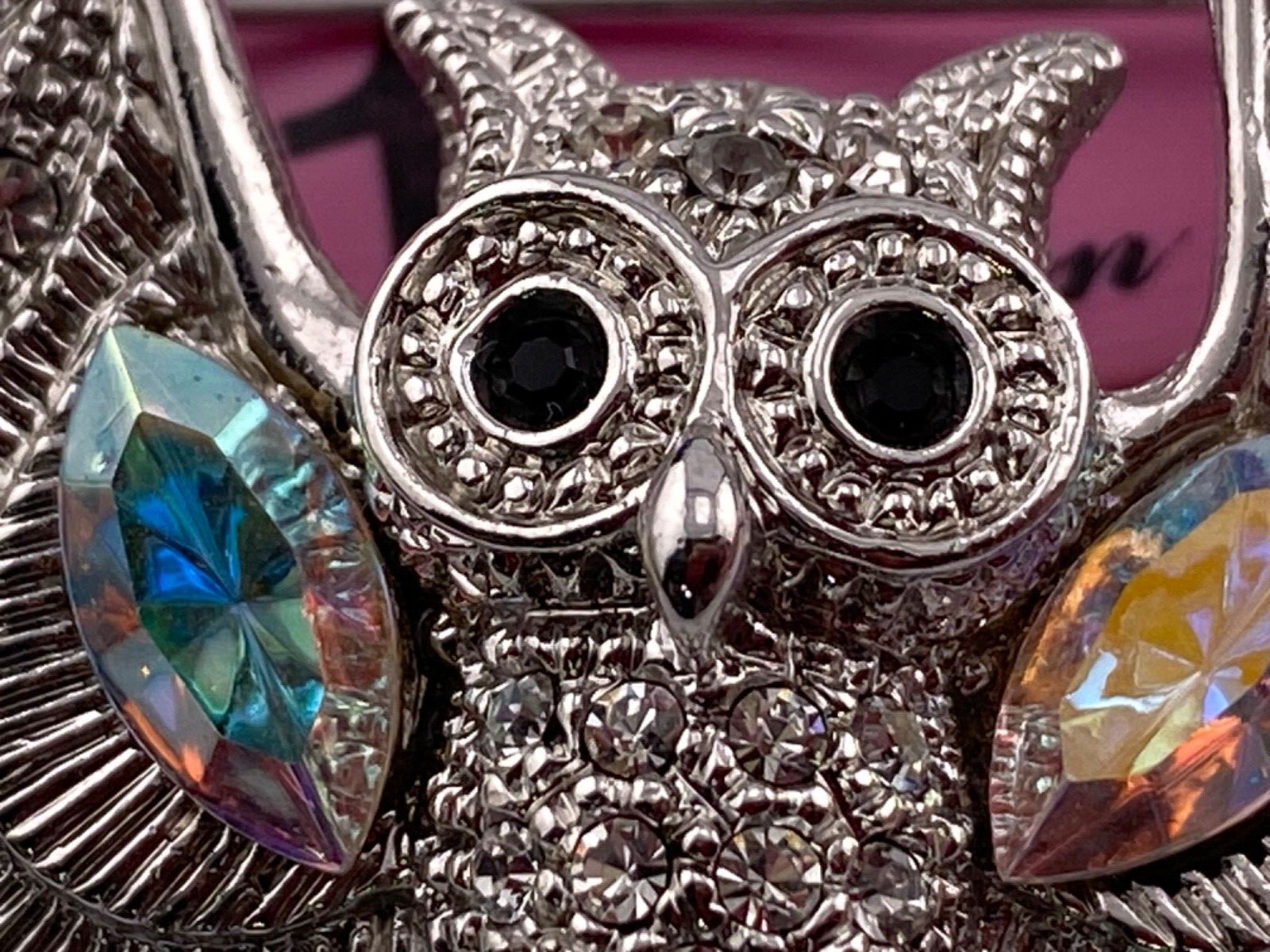 Spectacular Rhinestone 2” Sparkling Owl Brooch Pin 004-172